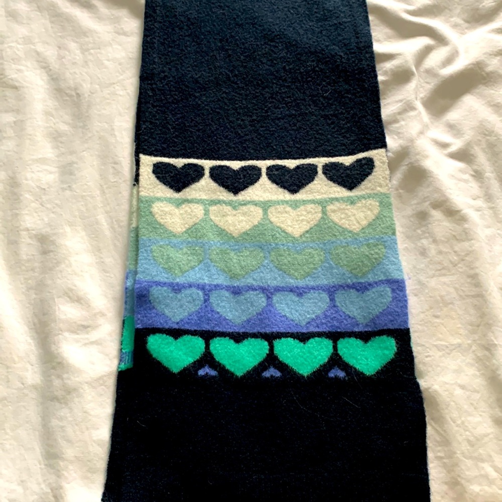Talbots navy scarf with hearts